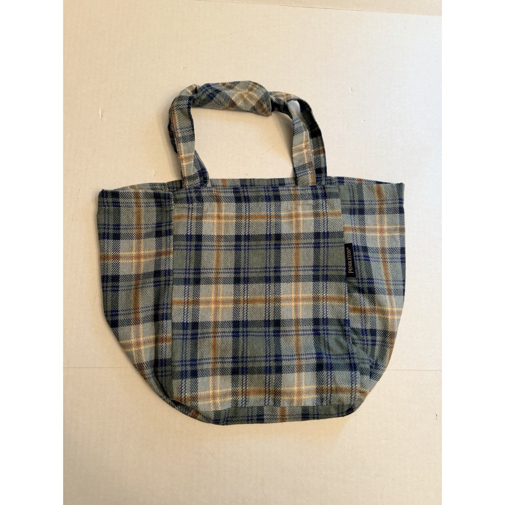 Pendleton Plaid Flannel Reusable Tote Bag Green Blue Orange Shopping Bag